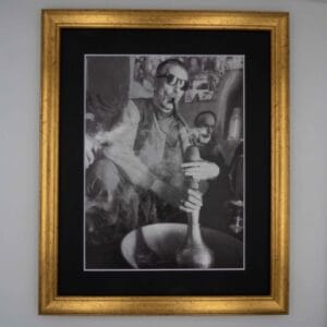 Afghan Chillum smoking - Gold framed black and white print with black mat board